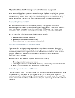 Why an Omnichannel CRM Strategy is Crucial for Customer Engagement