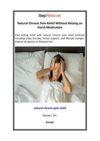 Natural Chronic Pain Relief Without Relying on Harsh Medication