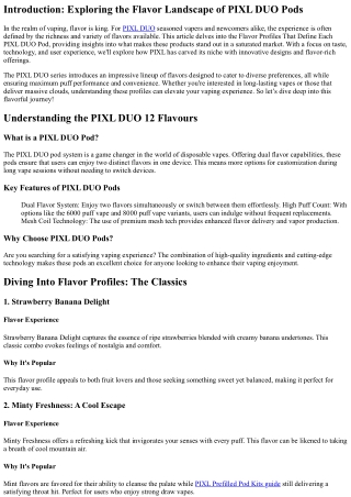 Flavor Profiles That Define Each PIXL DUO Pod