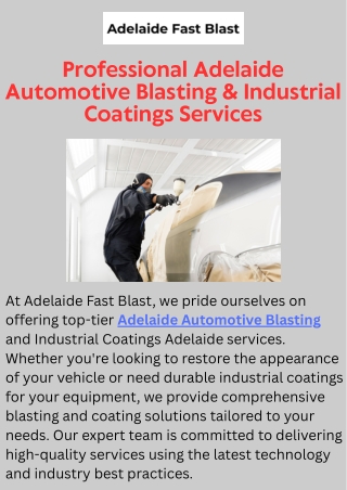 Trusted Experts in Adelaide Automotive Blasting & Industrial Coatings