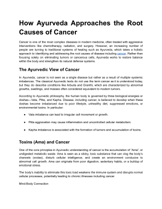 How Ayurveda Approaches the Root Causes of Cancer