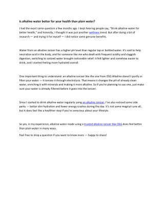 Is alkaline water better for your health than plain water