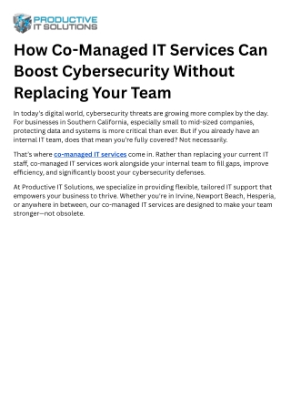 How Co-Managed IT Services Can Boost Cybersecurity Without Replacing Your Team