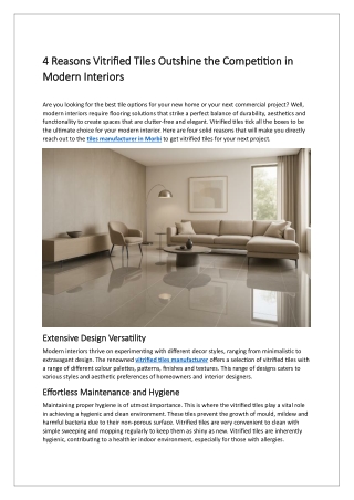 4 Reasons Vitrified Tiles Outshine the Competition in Modern Interiors