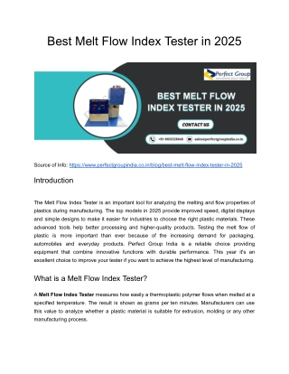 Best Melt Flow Index Tester in 2025