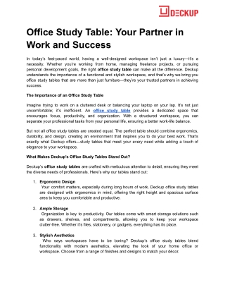 Office Study Table_ Your Partner in Work and Success