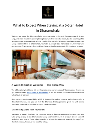 What to Expect When Staying at a 5-Star Hotel in Dharamshala