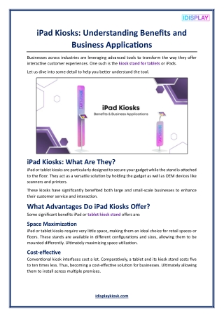 iPad Kiosks - Understanding Benefits and Business Applications