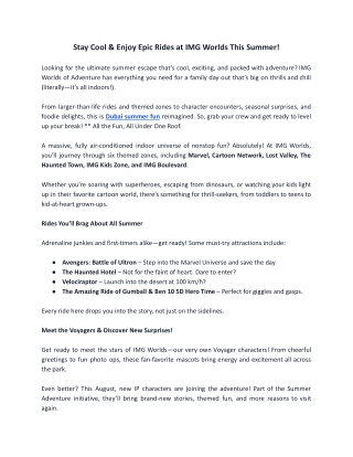 Stay Cool & Enjoy Epic Rides at IMG Worlds This Summer