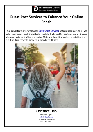 Guest Post Services to Enhance Your Online Reach