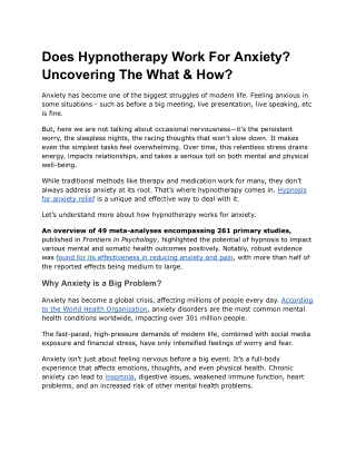 Does Hypnotherapy Work For Anxiety Uncovering The What & How