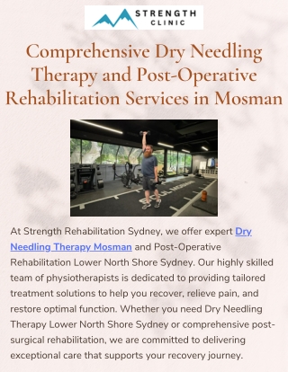 Dry Needling Therapy & Post-Operative Rehabilitation Mosman  Lower North Shore Sydney