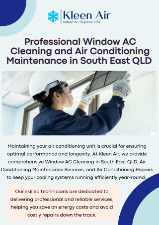 Professional Window AC Cleaning & Maintenance Services in South East QLD