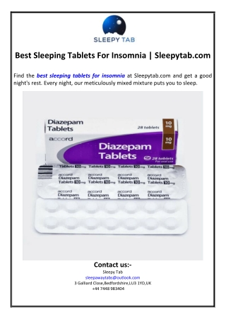 Best Sleeping Tablets For Insomnia | Sleepytab.com