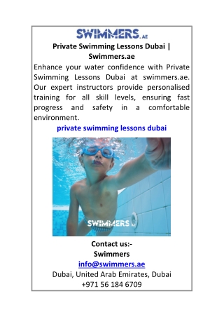 Private Swimming Lessons Dubai Swimmers.ae