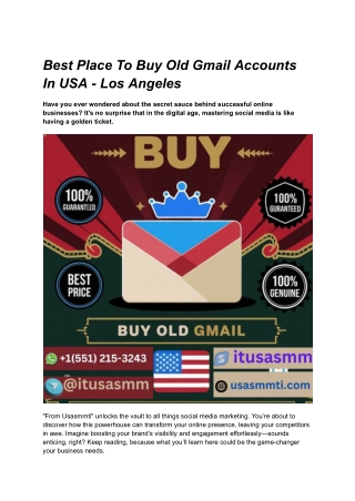 Best Place To Buy Old Gmail Accounts In USA - Los Angeles