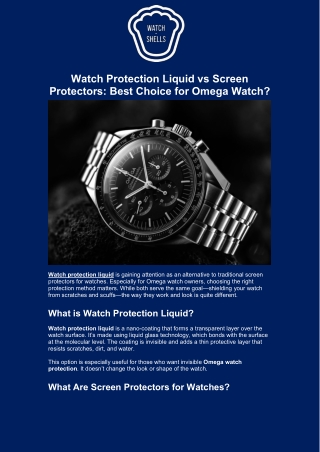 Watch Protection Liquid vs Screen Protectors Best Choice for Omega Watch