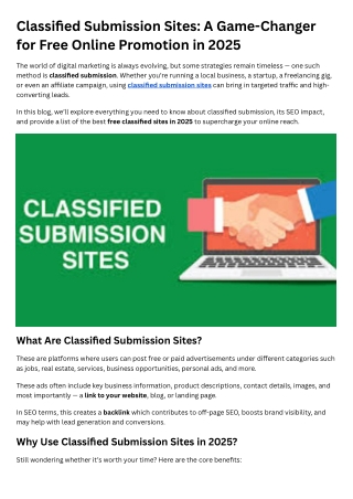 Classified Submission Sites