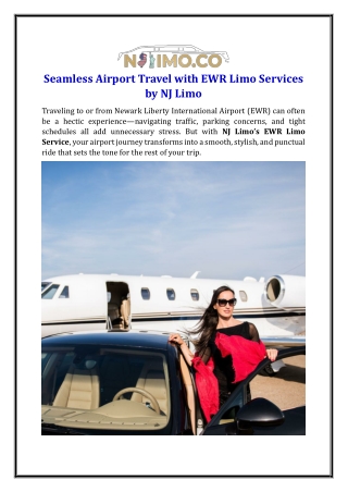 Seamless Airport Travel with EWR Limo Services by NJ Limo