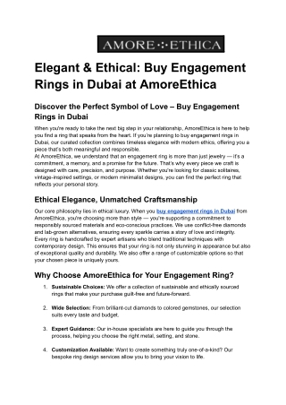 Elegant & Ethical_ Buy Engagement Rings in Dubai at AmoreEthica