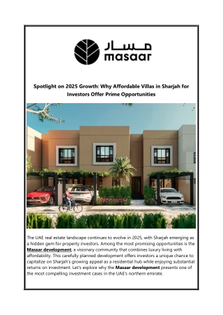 Spotlight on 2025 Growth Why Affordable Villas in Sharjah for Investors Offer Prime Opportunities