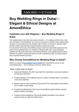 Buy Wedding Rings in Dubai – Elegant & Ethical Designs at AmoreEthica