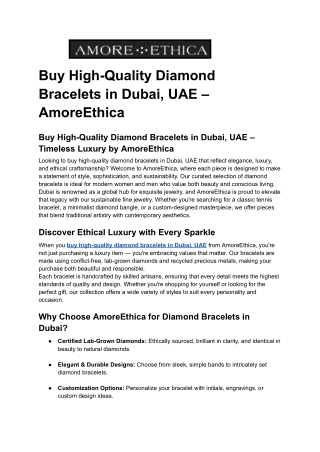 Buy High-Quality Diamond Bracelets in Dubai, UAE – AmoreEthica