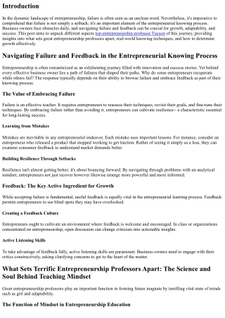 Navigating Failure and Feedback in the Entrepreneurial Knowing Process