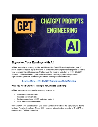 1000  ChatGPT Prompts for Affiliate Marketing Downloads_ Make Money with AI!
