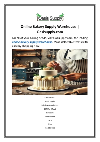 Online Bakery Supply Warehouse Oasisupply.com.