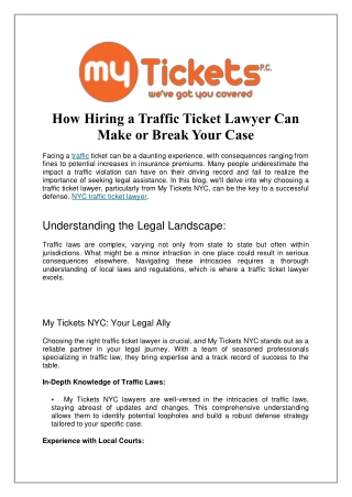 How Hiring a Traffic Ticket Lawyer Can Make or Break Your Case?