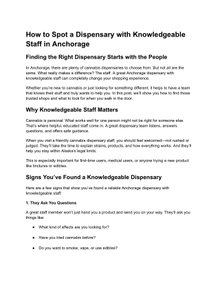 How to Spot a Dispensary with Knowledgeable Staff in Anchorage