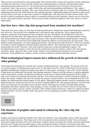 Video  Pokies -  Discovering the  Transformation and  Worldwide Popularity of  V