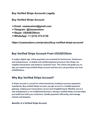 Buy Verified Stripe Accounts Legally