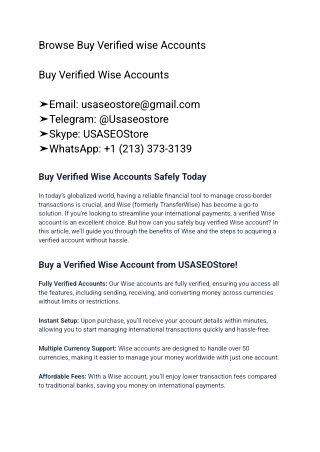 Browse Buy Verified wise Accounts