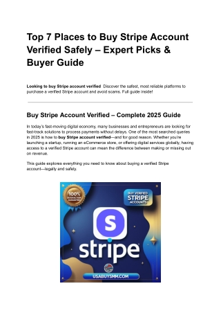 Top 7 Places to Buy Stripe Account Verified Safely – Expert Picks & Buyer Guide