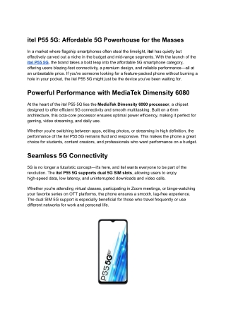 Buy itel P55 5G Online – Best Price & Features