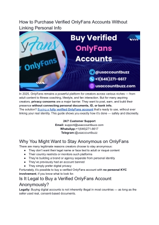 How to Purchase Verified OnlyFans Accounts Without Linking Personal Info
