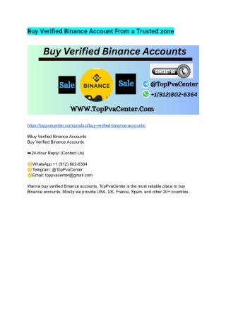 Buy Verified Binance Account From a Trusted zone