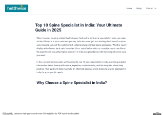 Top 10 Spine Specialist in India : Ultimate Guide 2025