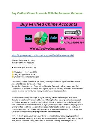 Buy Verified Chime Accounts With Replacement Gurantee