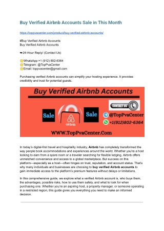 Buy Verified Airbnb Accounts Sale in This Month