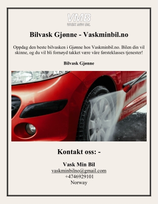 Bilvask Gjønne - Vaskminbil.no