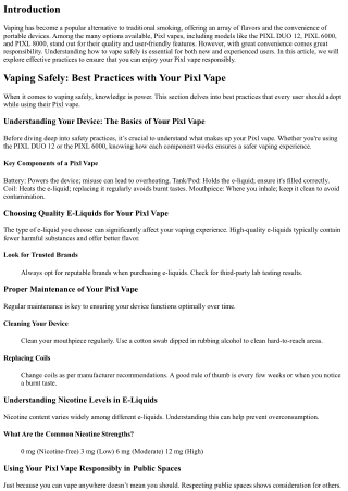 Vaping Safely: Best Practices with Your Pixl Vape