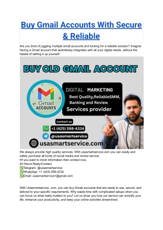 Buy Gmail Accounts With Secure & Reliable
