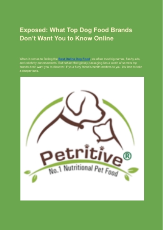 What Top Dog Food Brands Don’t Want You to Know Online_Petritive