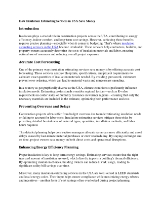 insulation estimating services in USA