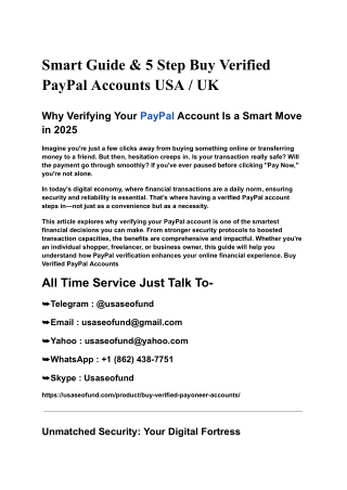 Smart Guide & 5 Step Buy Verified PayPal Accounts USA _ UK