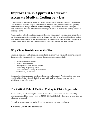 Improve Claim Approval Rates with Accurate Medical Coding Services