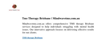 Tms Therapy Brisbane  Mindwavetms.com.au